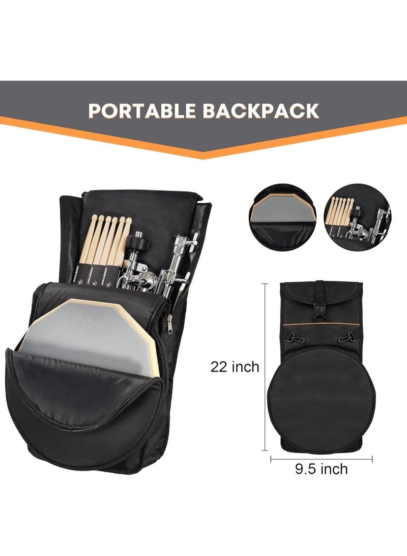YOUWE7 Drum Practice Pad Snare Drums Stand Set 12 In With Double Sided Silent Drums Pad,Drums Dampeners Gel, Drum sticks,Carrying Bag Adjustable Stand(Fits 10''-14'' Drums) - Image 4