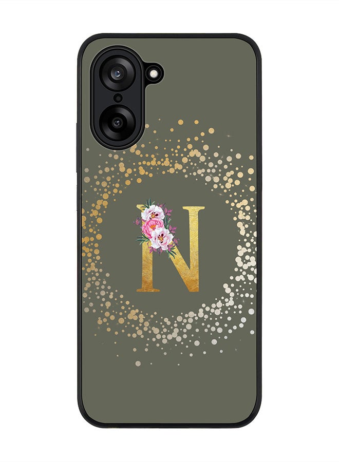 Stylizedd For OnePlus Nord CE5 / Ace 5 Racing Case,Slim fit Camera Protection, Shockproof Thin Phone cover  - Custom Monogram Floral - N  (Olive Green ) - Image 1