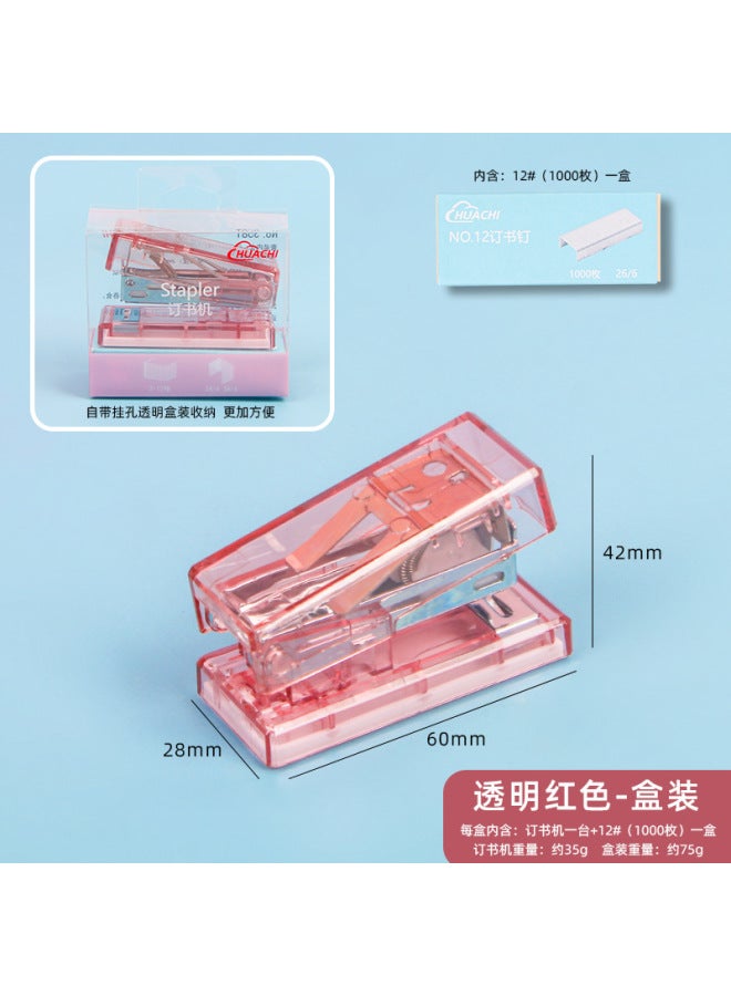HELPS Transparent Mini Stapler Set Office Minimalist Stapler Student Stationery Data Finishing Stapler - Image 1