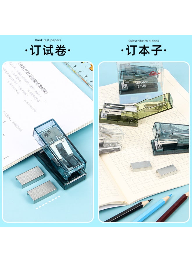 HELPS Transparent Mini Stapler Set Office Minimalist Stapler Student Stationery Data Finishing Stapler - Image 2