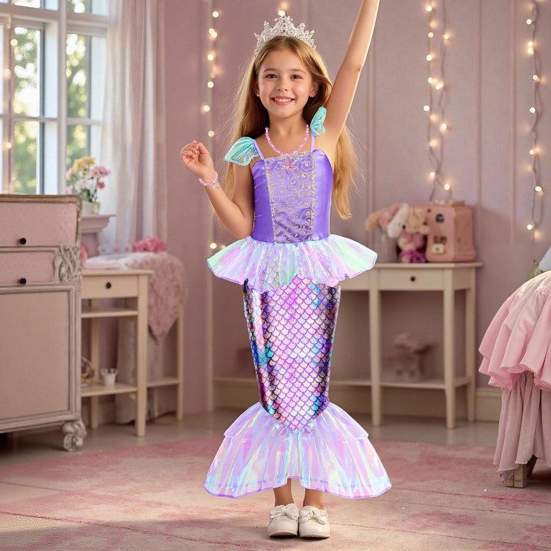 Meland Princess Dress Up for Girls - Dress Up Clothes for Little Girls with Cape, Princess Toys for Girls Age 3,4,5,6 Year Old, Christmas Birthday Gift for Toddler Girls Halloween Role Play - Image 3