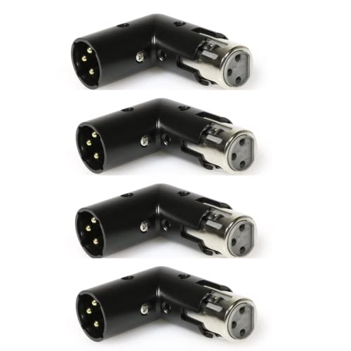 LyxPro XLR Angle Adapter Dual Male and Female can be positioned to 4 Different Angles Right Left and 90 Degree Great for Mixers that Interfere with Other Applications 4 Pack - Image 3
