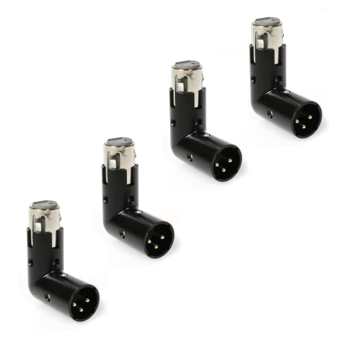LyxPro XLR Angle Adapter Dual Male and Female can be positioned to 4 Different Angles Right Left and 90 Degree Great for Mixers that Interfere with Other Applications 4 Pack - Image 1