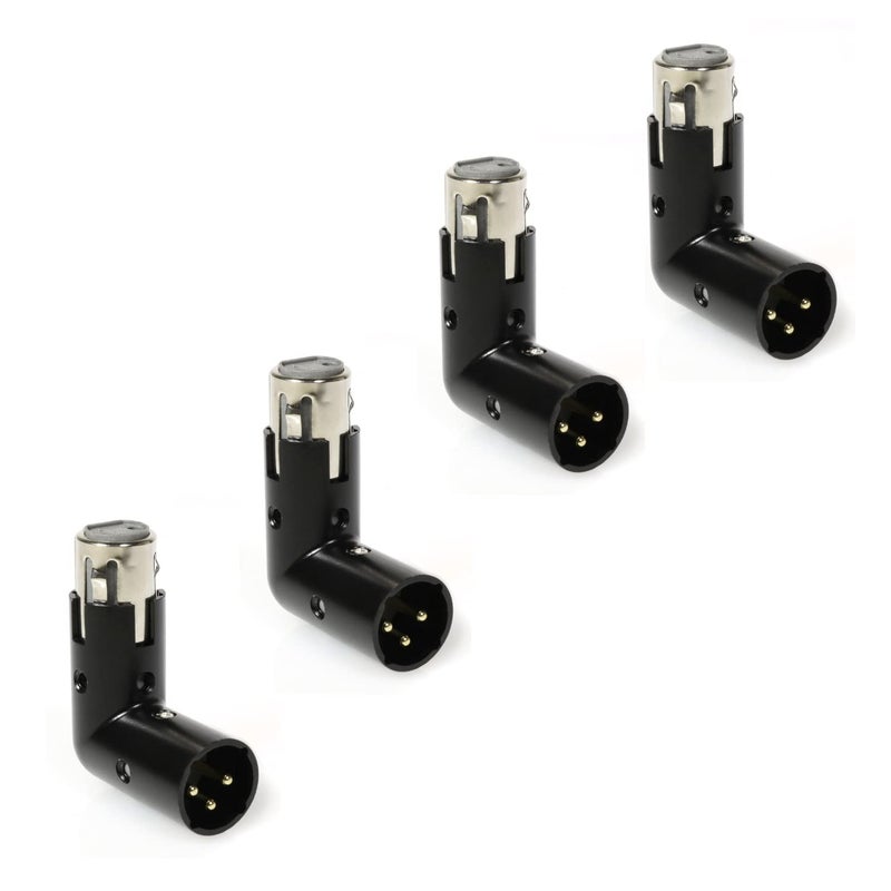 LyxPro XLR Angle Adapter Dual Male and Female can be positioned to 4 Different Angles Right Left and 90 Degree Great for Mixers that Interfere with Other Applications 4 Pack - Image 2