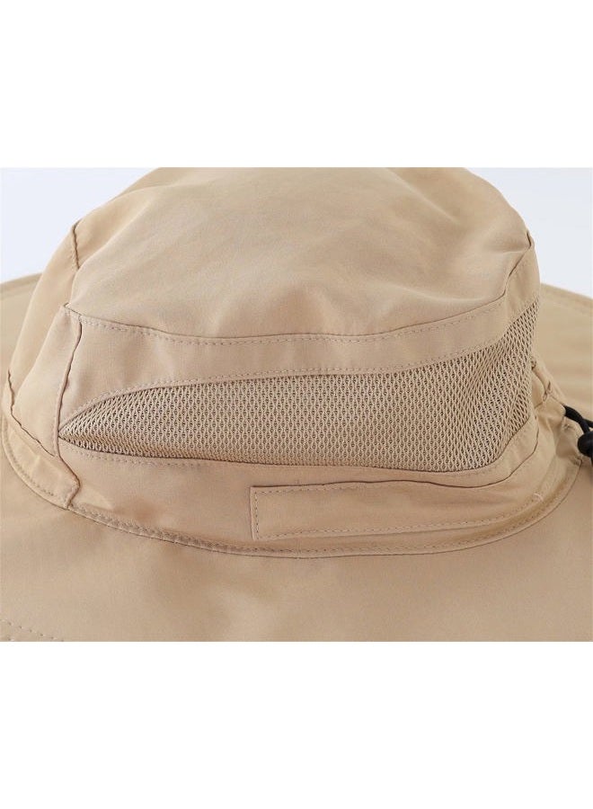 Connectyle Outdoor Kid's Fishing Sun Hat for Boy Adjustable Safari Hat Summer Beach Hat M Khaki, Khaki, 4-6 Years - Image 4