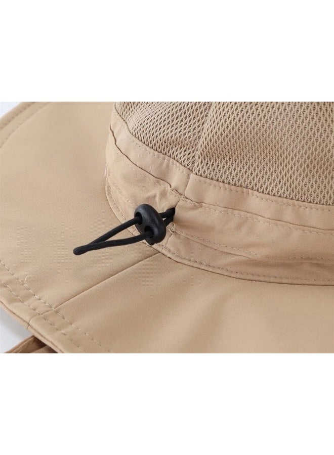 Connectyle Outdoor Kid's Fishing Sun Hat for Boy Adjustable Safari Hat Summer Beach Hat M Khaki, Khaki, 4-6 Years - Image 5