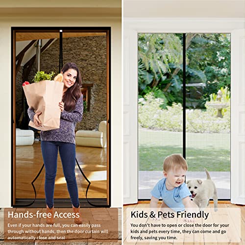CHIYUNS Screen Door Mesh Magnetic Closure 48 x 96 inch, Self Closing Fiberglass Mosquito Net with Magnet for Doors, Heavy Duty Bug Fly Screens Curtain for Doorway, Keep Bugs Out, Pet Friendly - Image 3