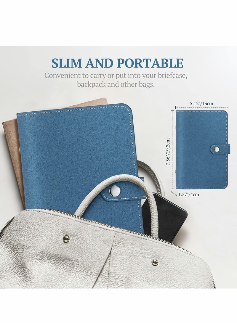 Generic A6 Budget Binder, PU Leather Cover with 12PCS A6 Binder Pockets Loose Leaf Bags 6 Ring Binder Cash Zipper Pouches & Label Stickers Refillable Budget Envelopes System (Shimmering Blue)  - Image 4