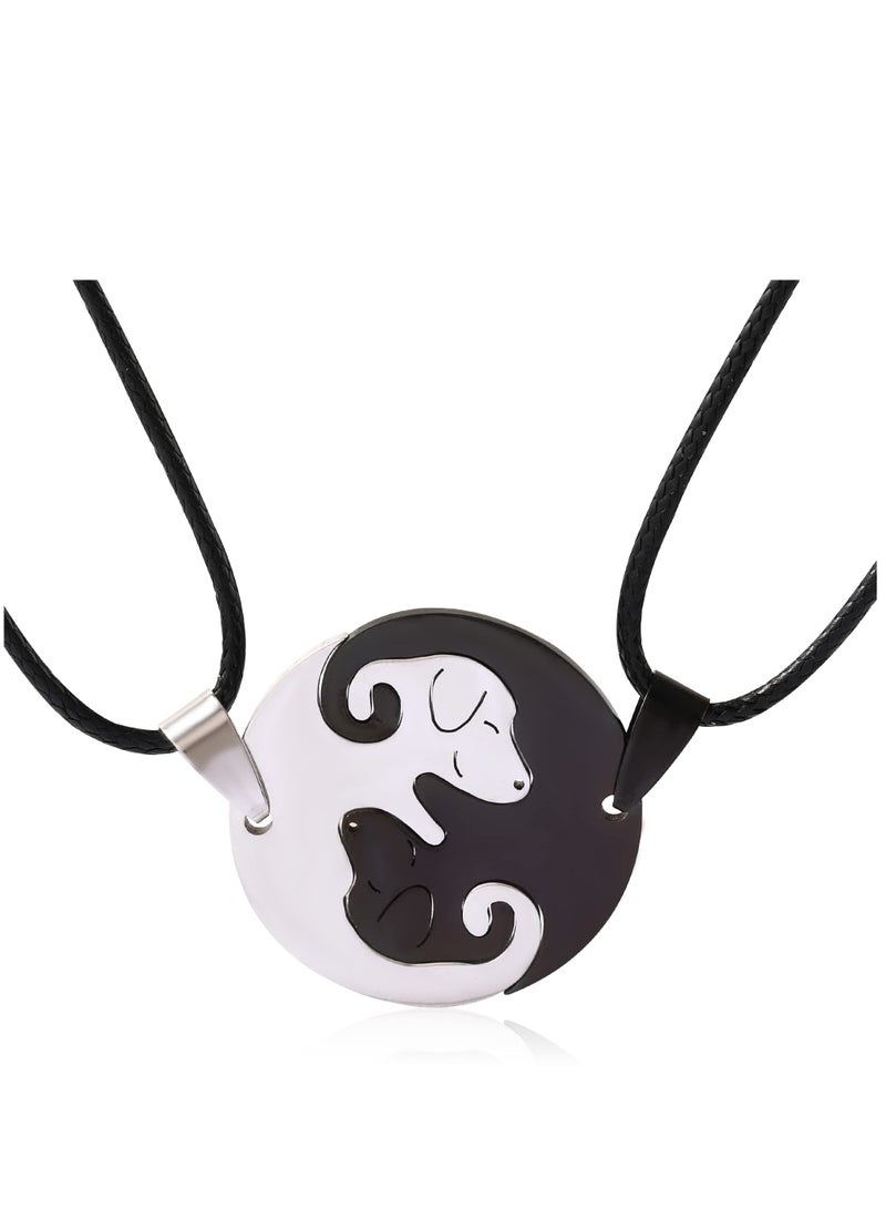 KASTWAVE Dog Yin Yang Necklaces for Women Men Girls, Stainless Steel Matching Couples Puzzle Pet Dog BFF Necklaces for 2, Funny Dog Lovers Gifts - Image 1
