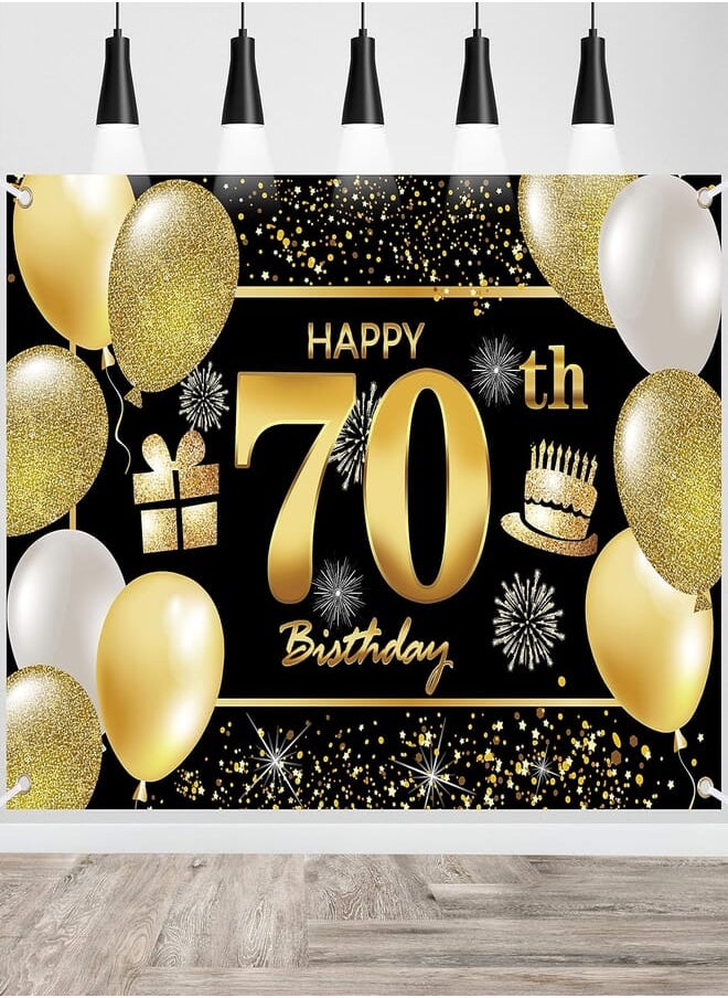 IMISI - 70th Happy Birthday Banner IMISI Birthday Decorations Birthday Backdrop Decorations for a Party - Image 1