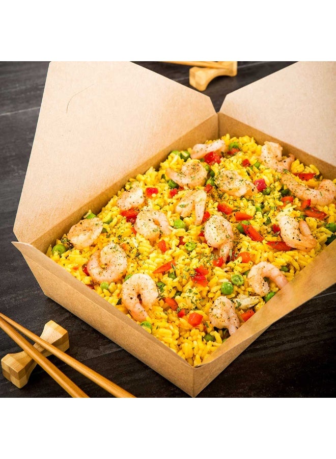 Restaurantware حاويات طعام بيولوجية 8.5 × 6.3 × 2 بوصة، 200 صندوق نودلز متين - قابلة للتخلص، مستدامة، صناديق طعام كرافت 49 أونصة، مستطيلة، للتوصيل أو النزهات - Image 3