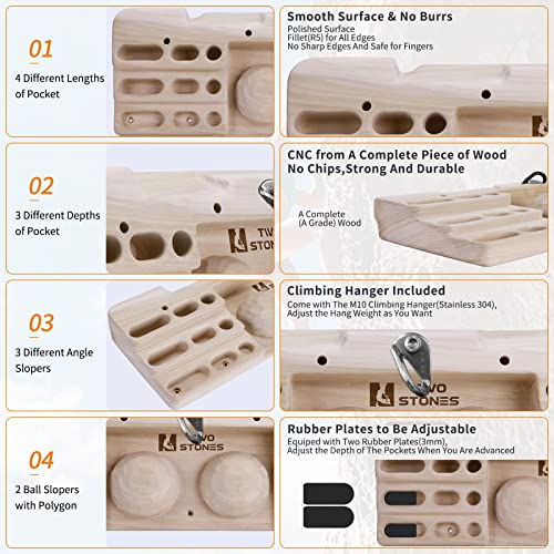 Two Stones Rock Climbing Hangboard Doorway Mount | Hangboard Rock Climbing Fingerboard | Hang Board for Climbing | Rock Climbing Holds | Rock Climbing Gifts for Rock Climbers | Bouldering Gifts - Image 3
