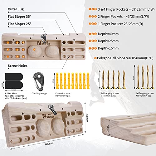 Two Stones Rock Climbing Hangboard Doorway Mount | Hangboard Rock Climbing Fingerboard | Hang Board for Climbing | Rock Climbing Holds | Rock Climbing Gifts for Rock Climbers | Bouldering Gifts - Image 2