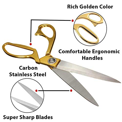 faas Golden Cloth Cutting Scissors 9.5Inch+ Thread Cutting 1 Pcs & 1Pcs Measuring Tap (Set of 3) - Image 3