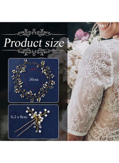 Snowie Soft SNOWIE SOFT Bride Hair Pins Floral Hair Vine 5Pcs Set, Pearl Crystal Bridal Hair Accessories For Women Bridesmaids Wedding Anniversary Hair Piece (Gold)  - Image 3