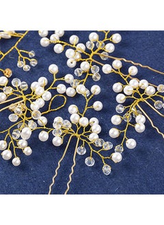 Snowie Soft SNOWIE SOFT Bride Hair Pins Floral Hair Vine 5Pcs Set, Pearl Crystal Bridal Hair Accessories For Women Bridesmaids Wedding Anniversary Hair Piece (Gold)  - Image 2