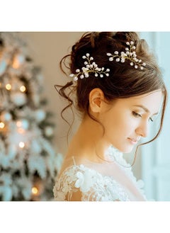 Snowie Soft SNOWIE SOFT Bride Hair Pins Floral Hair Vine 5Pcs Set, Pearl Crystal Bridal Hair Accessories For Women Bridesmaids Wedding Anniversary Hair Piece (Gold)  - Image 5