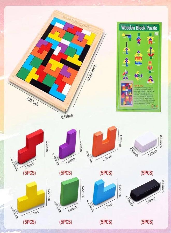 Litilish Wooden Tangram Puzzle for Kids 40 Pieces | Montessori Brain Teaser Blocks Game | Educational Wooden Toys for Toddlers | Color & Shape Learning Puzzle Gift for Boys & Girls Gift - Image 4