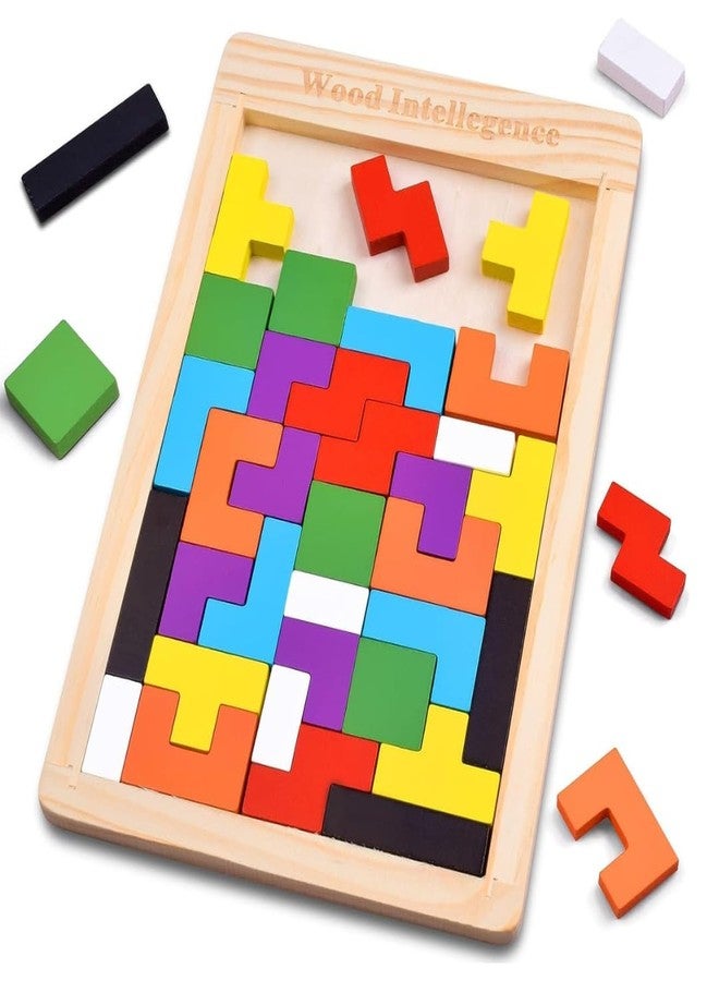 Litilish Wooden Tangram Puzzle for Kids 40 Pieces | Montessori Brain Teaser Blocks Game | Educational Wooden Toys for Toddlers | Color & Shape Learning Puzzle Gift for Boys & Girls Gift - Image 2