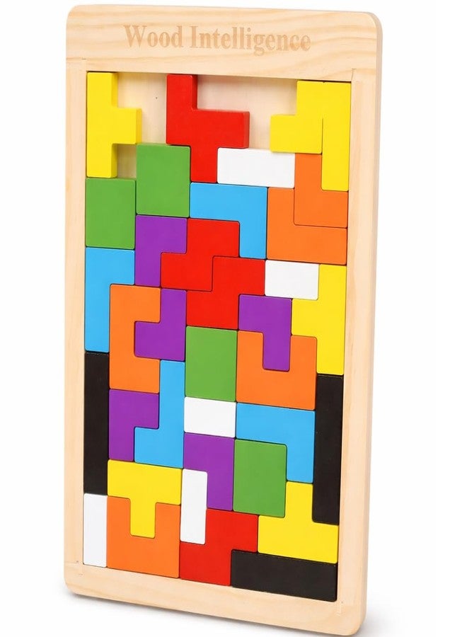 Litilish Wooden Tangram Puzzle for Kids 40 Pieces | Montessori Brain Teaser Blocks Game | Educational Wooden Toys for Toddlers | Color & Shape Learning Puzzle Gift for Boys & Girls Gift - Image 1