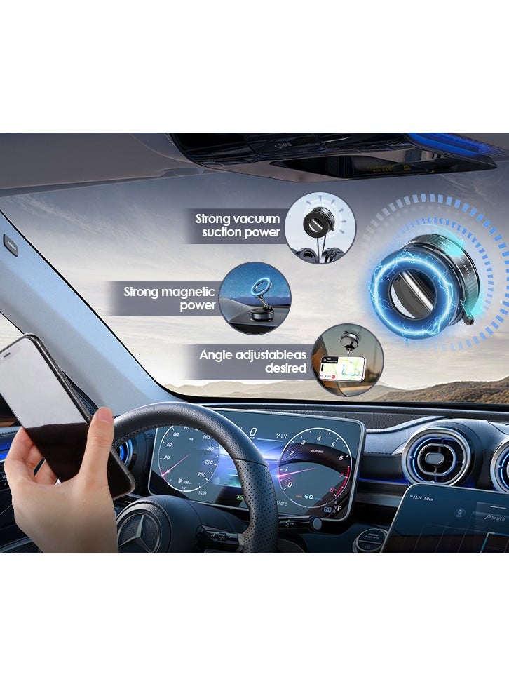Generic - Magnetic Phone Mount 360° Rotatable Suction Holder, MagSafe Compatible for iPhone & Android Devices Suited for Applications in Car, Kitchens, Mirrors, Gyms, and Other Smooth Surfaces  Taking Selfies and Videos Anytime Anywhere - Image 1