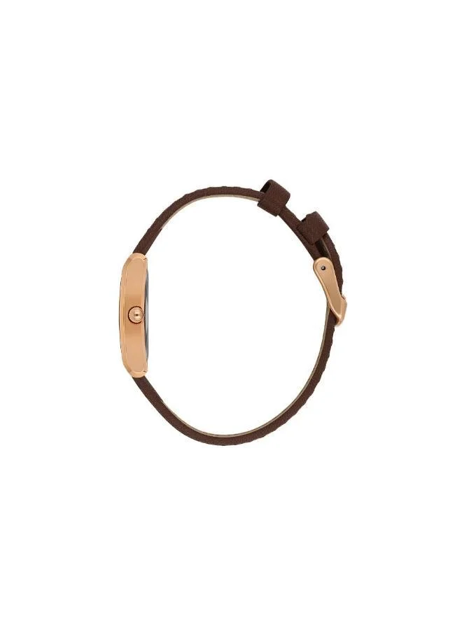 DANIEL KLEIN Women's Leather Rose Gold Alloy Case Analog Blue Square Sunray Dial Japanese Quartz Premium 30 Meters Water Resistant