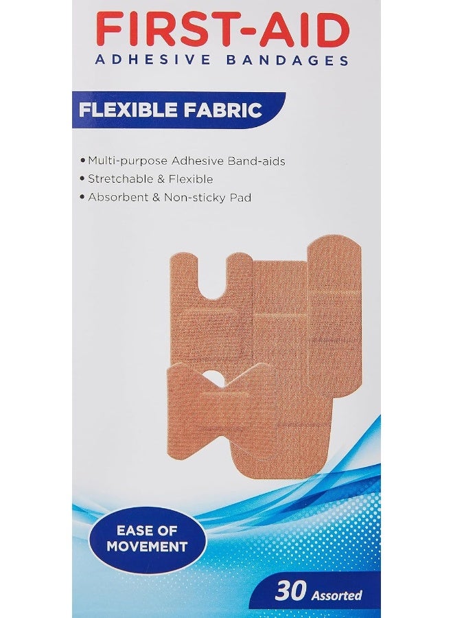 First Aid Flexible Fabric Adhesive Bandages | Stretchable, Latex-Free, Multipurpose, Non-Stick Pad | Assorted 30pcs - Image 4