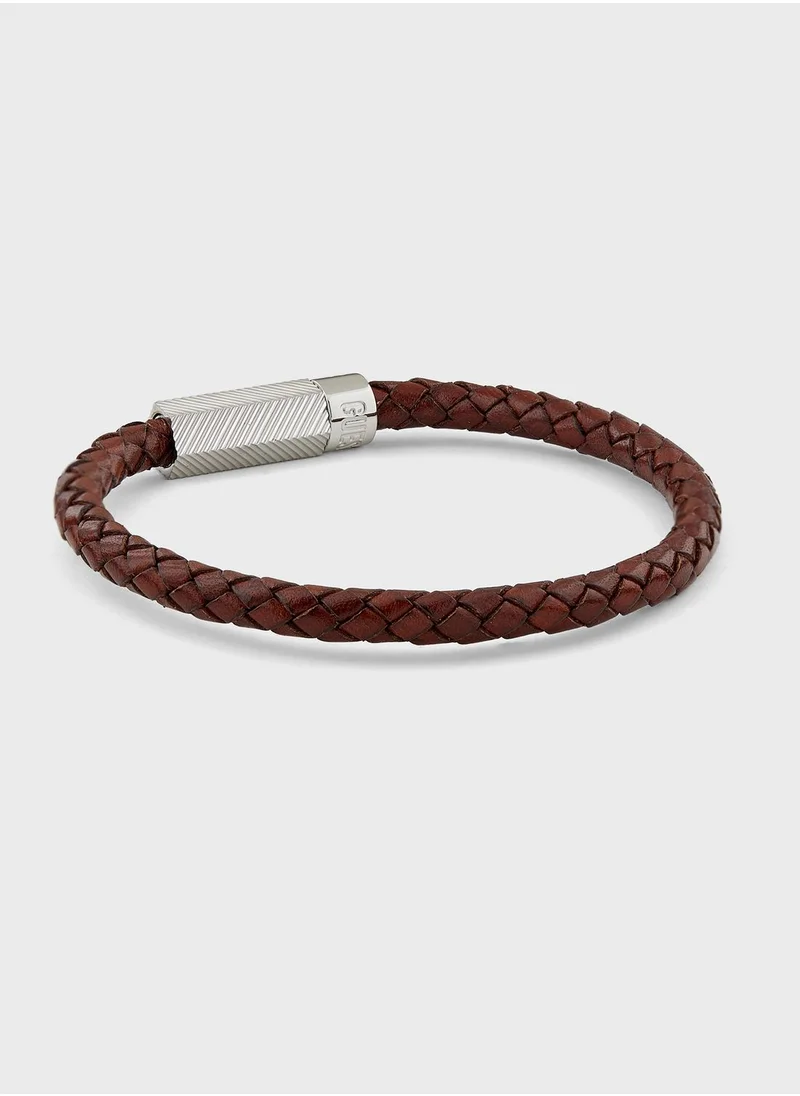 GUESS Casual Leather Round Screw Jack Bracelet