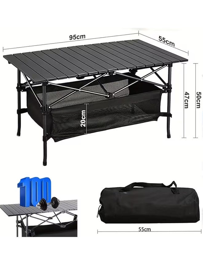 بيوينتي طاولة التخييم المحمولة ، طاولة قابلة للطي واسعة مع أكياس التخزين ، طاولة قابلة للطي من الألومنيوم ، 16 مكونات 95 * 55 * 50 طاولة قابلة للطي للتخييم في الأماكن الداخلية ، في الهواء الطلق ، التخييم ، الشاطئ ، الفناء الخلفي ، الشواء ، الحزب ، الفناء ، النزهة - Image 1