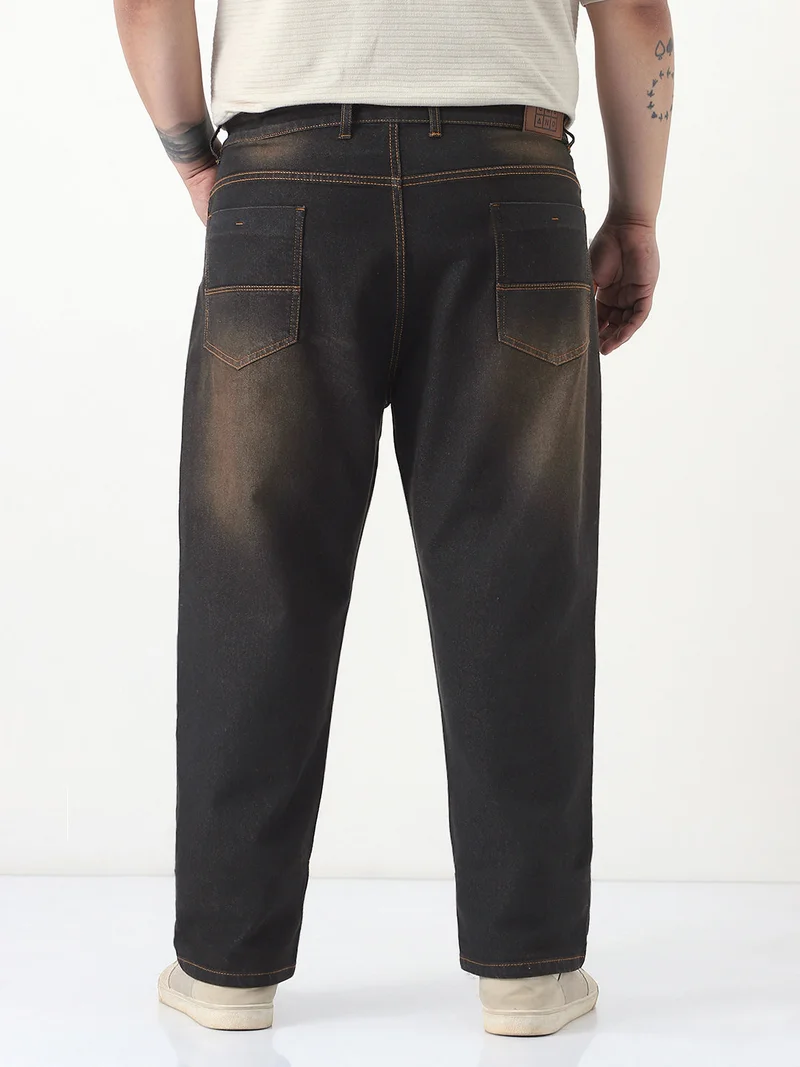 Urbano Fashion  Urbano Plus Men's Carbon Blue Straight Fit Heavy Washed Jeans Stretchable  | Best Price UAE