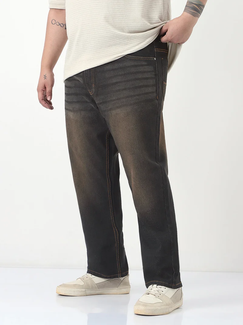 Urbano Fashion  Urbano Plus Men's Carbon Blue Straight Fit Heavy Washed Jeans Stretchable  | Best Price UAE