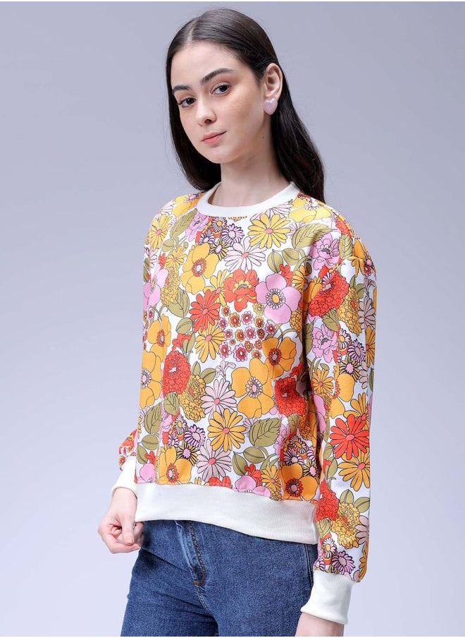Freehand Women Relaxed Fit Floral Print Crewneck Sweatshirt  - Image 3