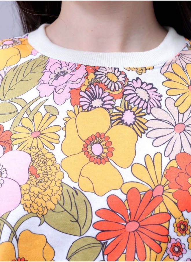 Freehand Women Relaxed Fit Floral Print Crewneck Sweatshirt  - Image 5