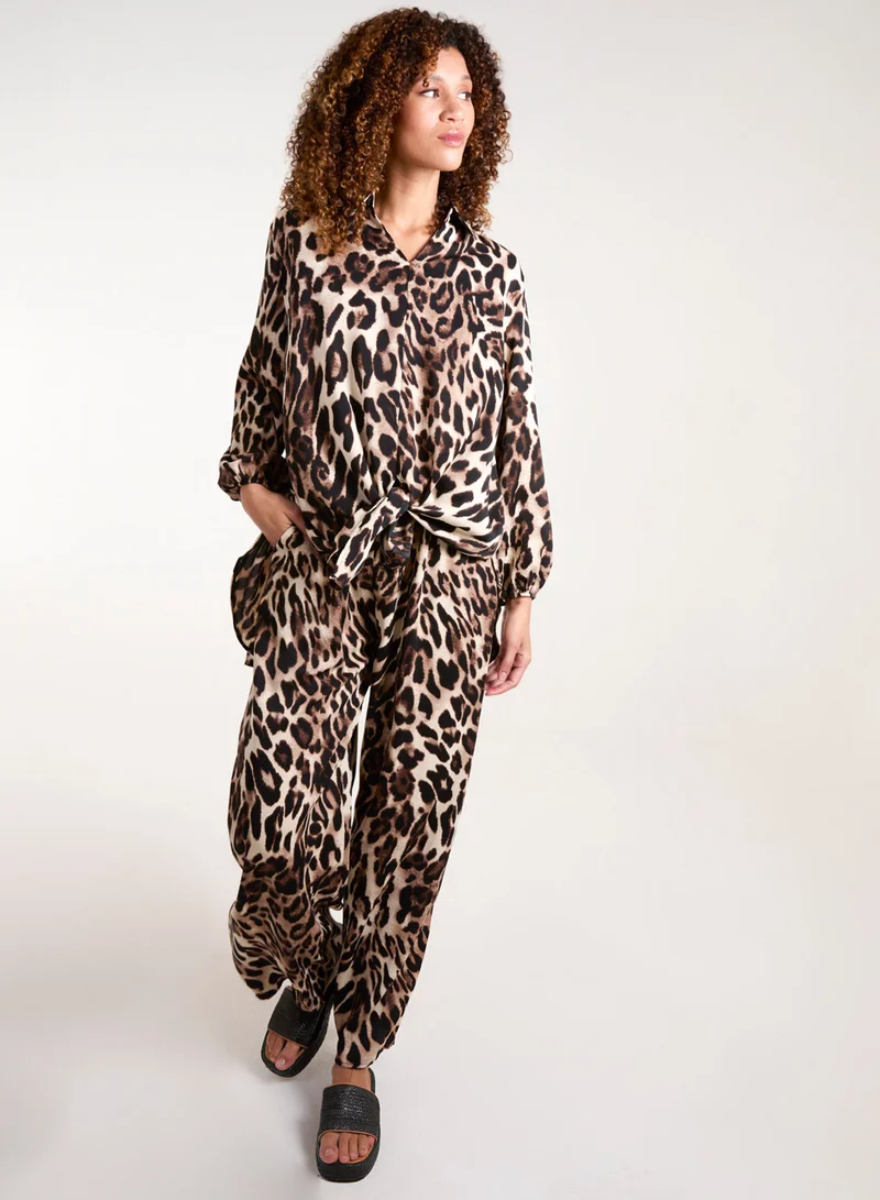 Leopard Printed Shirt Set