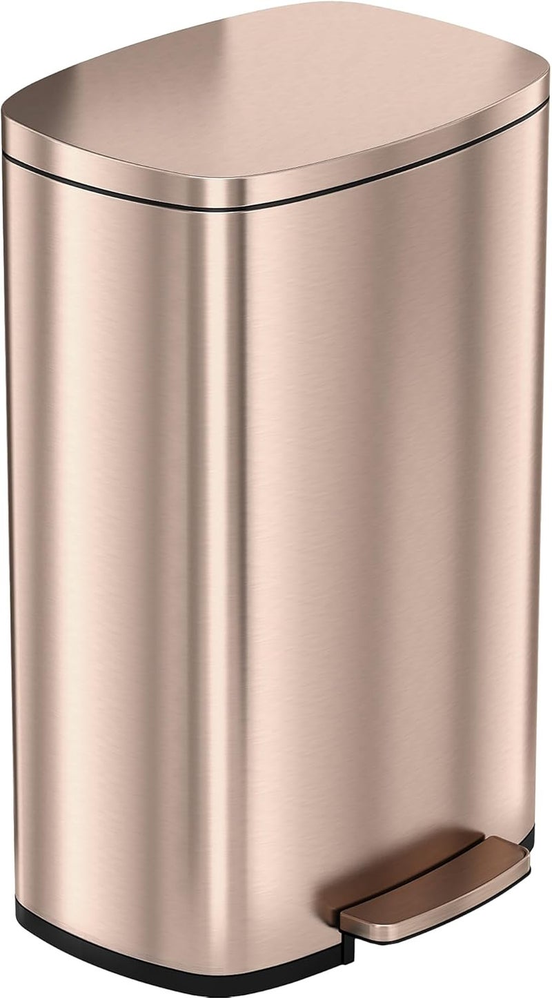 iTouchless 13.2 Gallon Step Trash Can with Odor Control Filter, Stainless Steel Kitchen Garbage Can, 50 Liter, Silent Soft-Close Step Pedal, Fingerprint-Proof, Rose Gold - Image 4