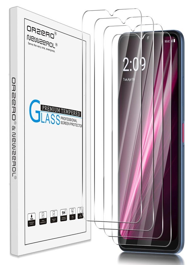 Orzero (4 Pack) Orzero Tempered Glass Screen Protector Compatible for T-Mobile REVVL 6x 5G/REVVL 6 5G 6.52 inch Protector De Pantalla High Definition Bubble Free Anti-Scratch (Not for 6x Pro/6 Pro 6.82 inch) - Image 1