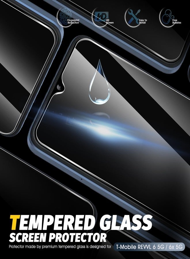 Orzero (4 Pack) Orzero Tempered Glass Screen Protector Compatible for T-Mobile REVVL 6x 5G/REVVL 6 5G 6.52 inch Protector De Pantalla High Definition Bubble Free Anti-Scratch (Not for 6x Pro/6 Pro 6.82 inch) - Image 3