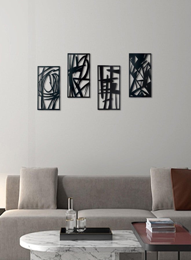 OYEFLY 4 Pack Abstract Metal Wall Art,Minimalist Art Decoration for Living Room Bedroom Bathroom Study (Black, 9.4 x 6.5inch) - Image 5