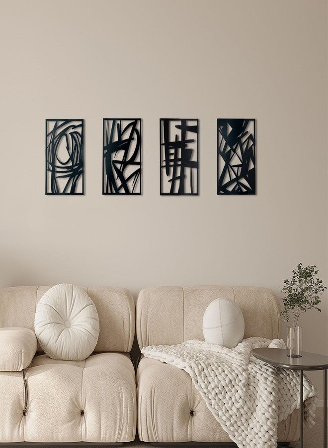 OYEFLY 4 Pack Abstract Metal Wall Art,Minimalist Art Decoration for Living Room Bedroom Bathroom Study (Black, 9.4 x 6.5inch) - Image 4