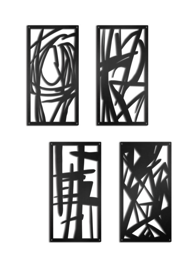 OYEFLY 4 Pack Abstract Metal Wall Art,Minimalist Art Decoration for Living Room Bedroom Bathroom Study (Black, 9.4 x 6.5inch) - Image 1