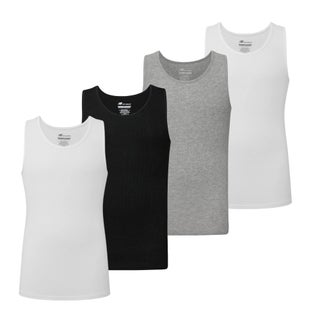 New Balance Mens Cotton Performance Rib Sleeveless Tank Top Undershirt 3 Pack or 4 Pack BlackWhiteLt Heather Grey Large