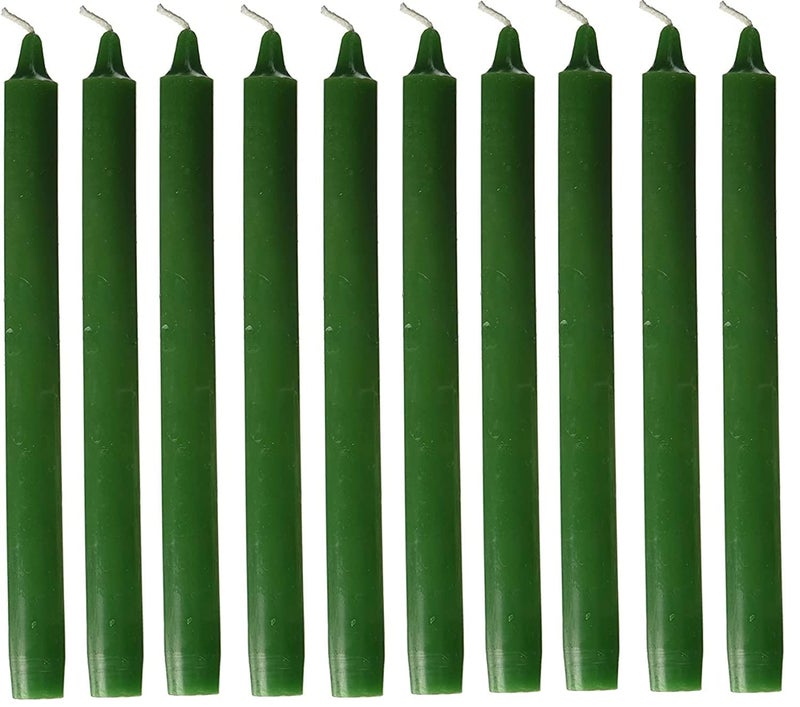 Kuber Selection شموع خضراء مدببة: عبوة من 10 شموع سحرية، طويلة منزلية (8 بوصة، 19 مم) - Image 2