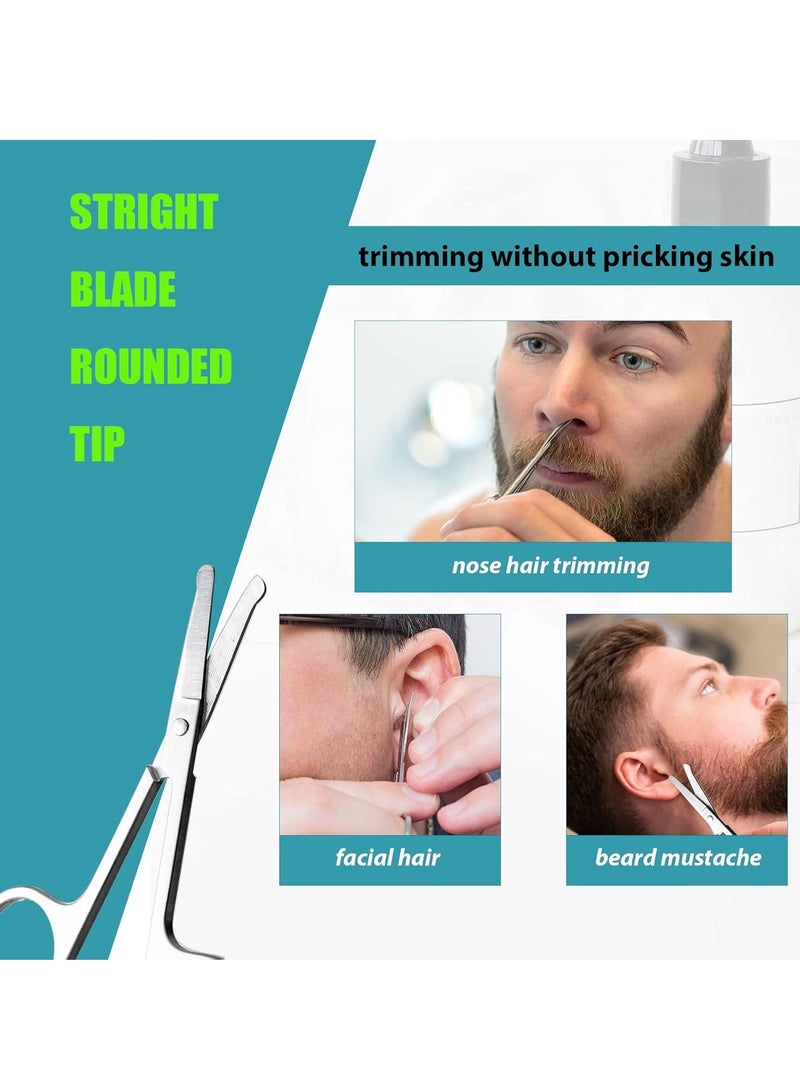 ماركة غير محددة مقصات تجميل الشعر الوجهي للرجال والنساء - مقصات آمنة ذات طرف منحنٍ لتقليم الحواجب، شعر الأنف، الشارب، اللحية، الرموش، والأذن - 2 قطعة فضية مثالية للعناية الشخصية  - Image 3