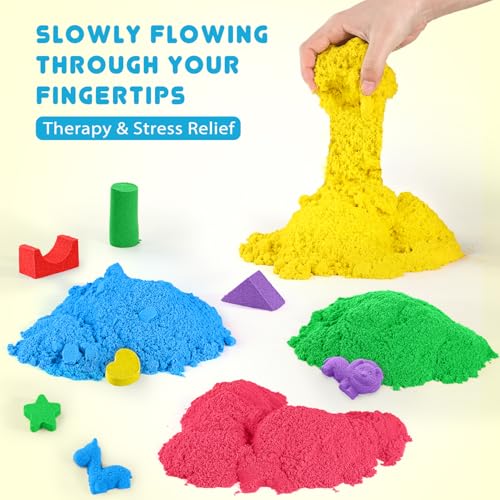 AtMini Play Sand for Kids 11lbs of 6 Colored Sands Magic Sand Bulk Play Sand for Sandbox Sensory Sands Kit Toy for Boys and Girls Green Tray - Image 5