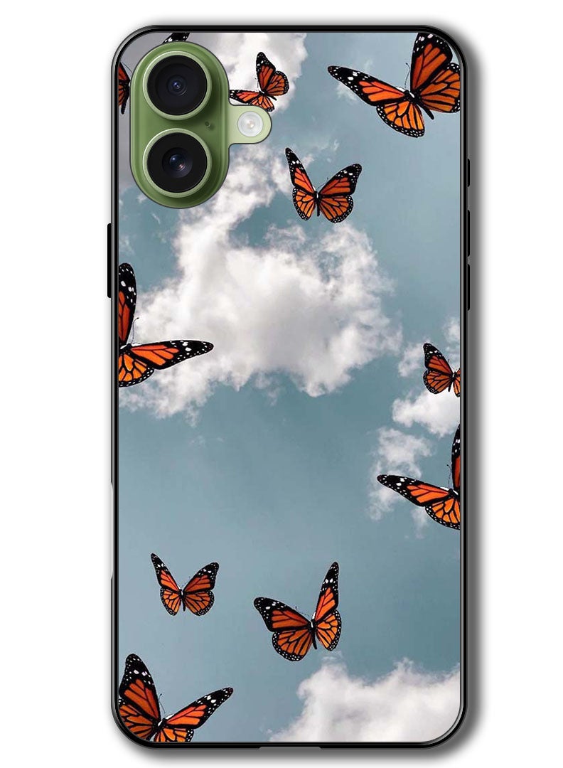 Theodor Case Compatible with Apple iPhone 17 6.3 Inch Protection Shockproof Bumper Cover Butterfies - Image 1