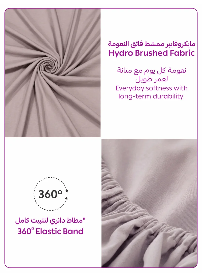 Donetella Hushed Violet 1 Pcs Twin Fitted Sheet 120x200 cm | OEKO-TEX Certified Brushed Microfiber Deep Pocket Sheet with All Around Elastic | Ultra Soft, Wrinkle Resistant, Easy Care, Safe for Sensitive Skin  | Best Price UAE