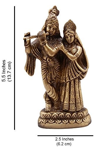 Two Moustaches Brass Radha Krishna Pair Idol Radha Krishna Statue Standard Pack of 1 - Image 3