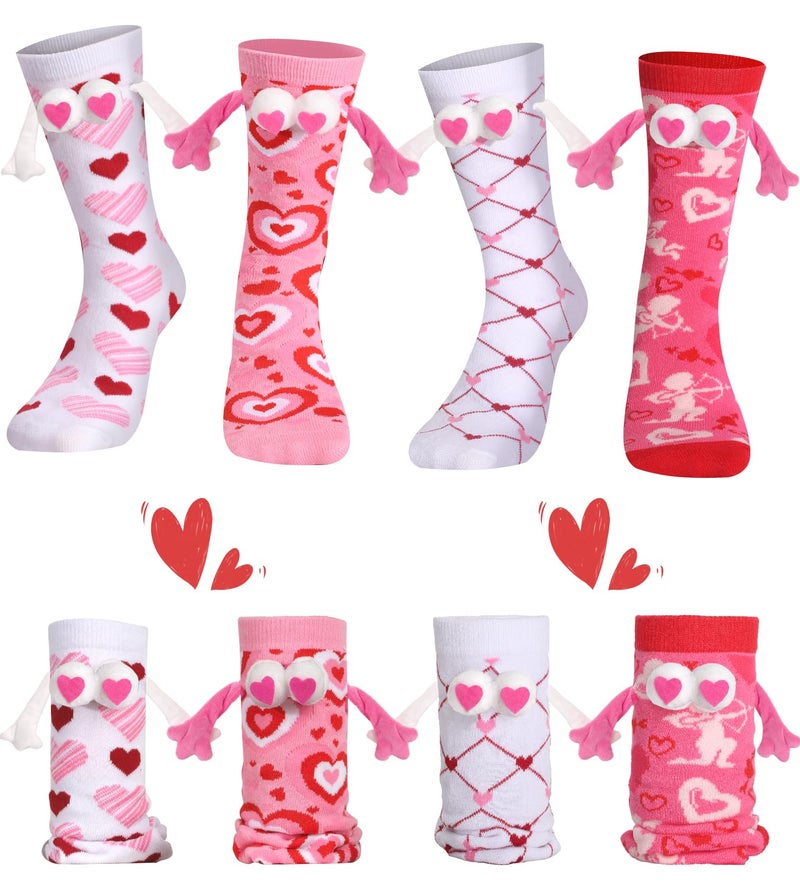 Swooflia 4 Pairs Valentine's Day Friends Socks Set - Cute and Stylish Matching Designs - Image 1