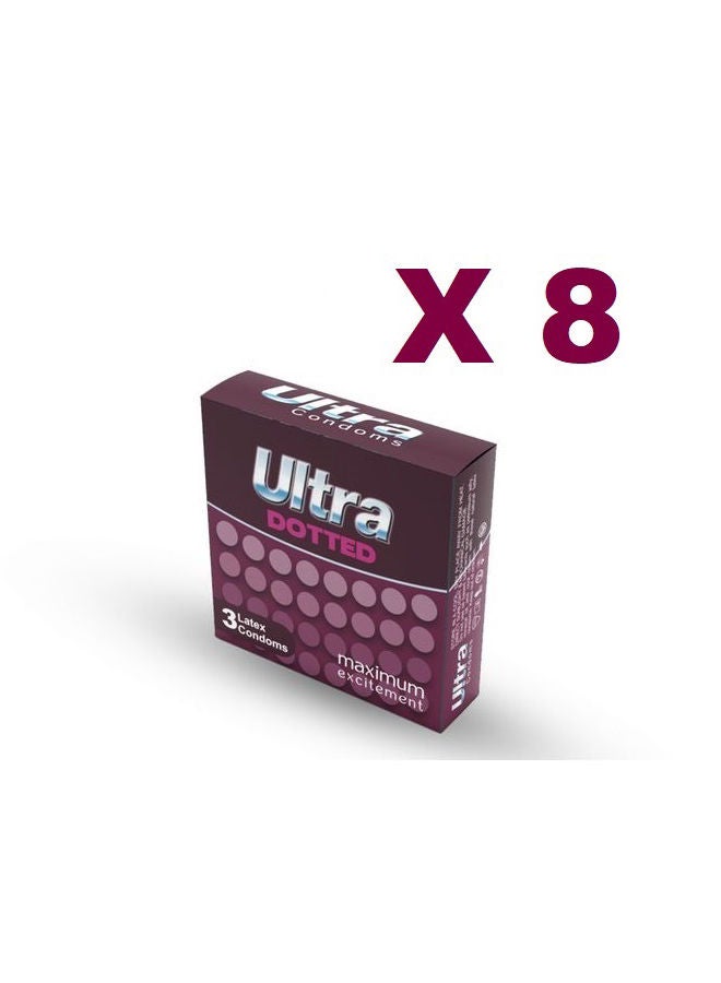 Ultra active 8 Packs Of Dotted Condom Maximum Excitement 24 Pieces 