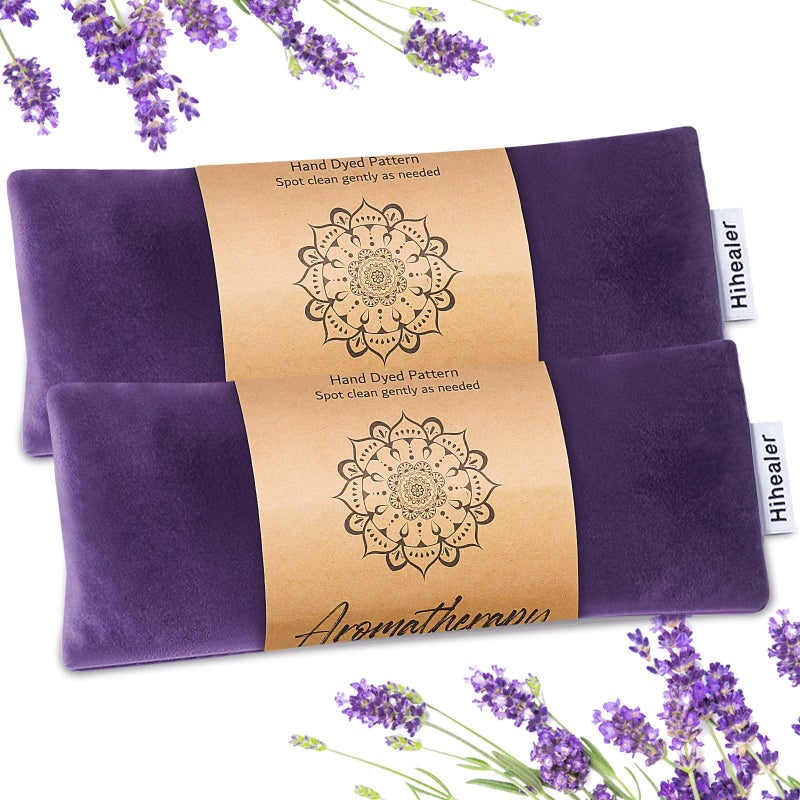 Hihealer Lavender Eye Pillow, Weighted Mask for Sleep, Yoga, Meditation, Aromatherapy Moist Heat Mask Relaxation Gifts for Women and Moms (Purple) - Image 1